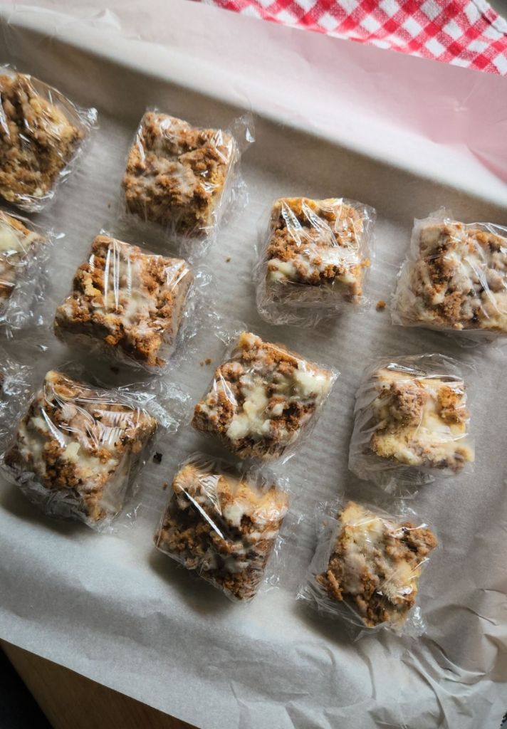 How to freeze a baked gluten-free crumb coffee cake.