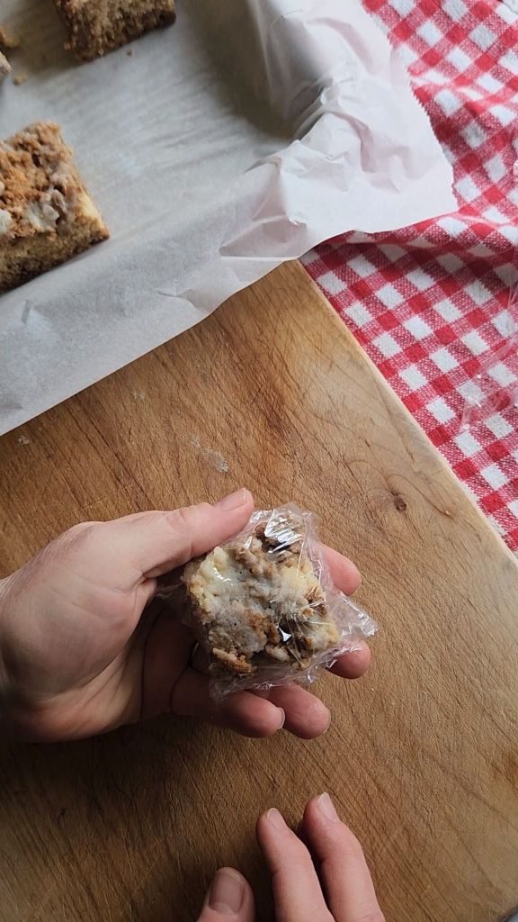 How to freeze a baked gluten-free crumb coffee cake individually flash frozen.