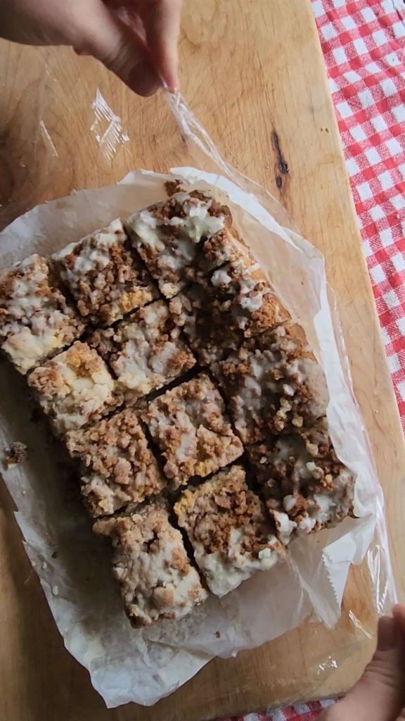 How to freeze a baked gluten-free crumb coffeee cake whole.