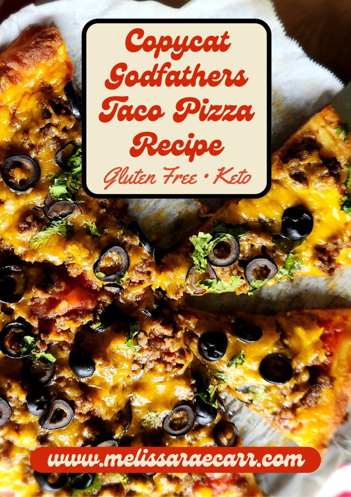 Gluten free keto copycat godfathers taco pizza recipe.