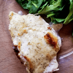 Gluten-free creamy Italian parmesan chicken dinner.