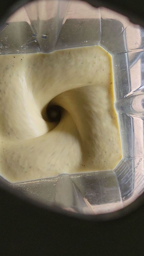 Better blending in the blender for easy gluten-free keto mini pizza chaffles recipe.