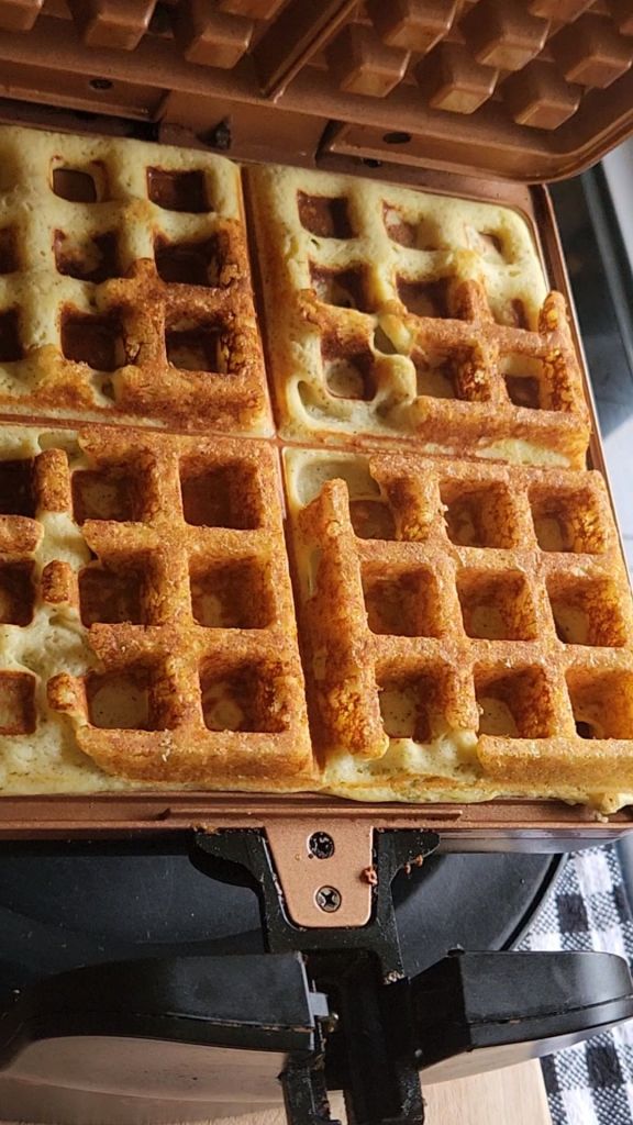 Easy gluten free keto mini pizza chaffles fresh from the waffle maker.