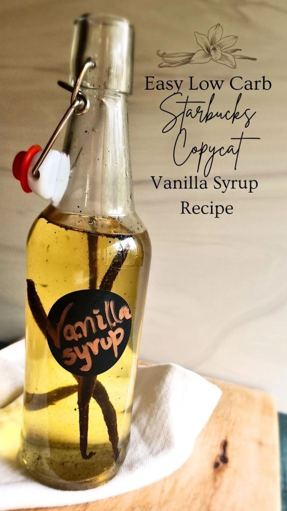 Easy low carb Starbucks copycat vanilla syrup recipe.