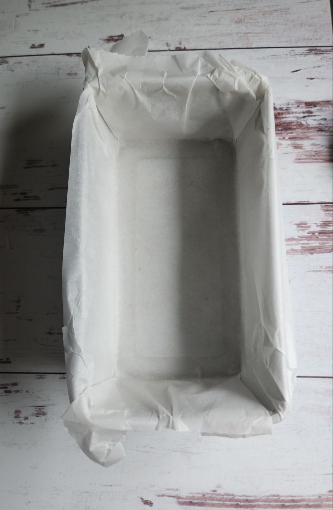 Parchment lined bread pan