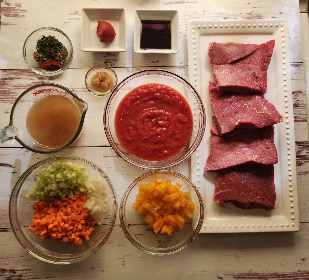 What you need to make easy gluten free copycat McCormick Swiss steak recipe.