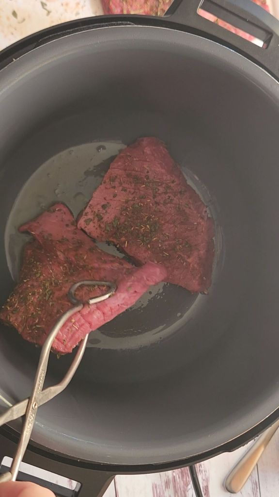 Searing round steak in instant pot on saute mode.