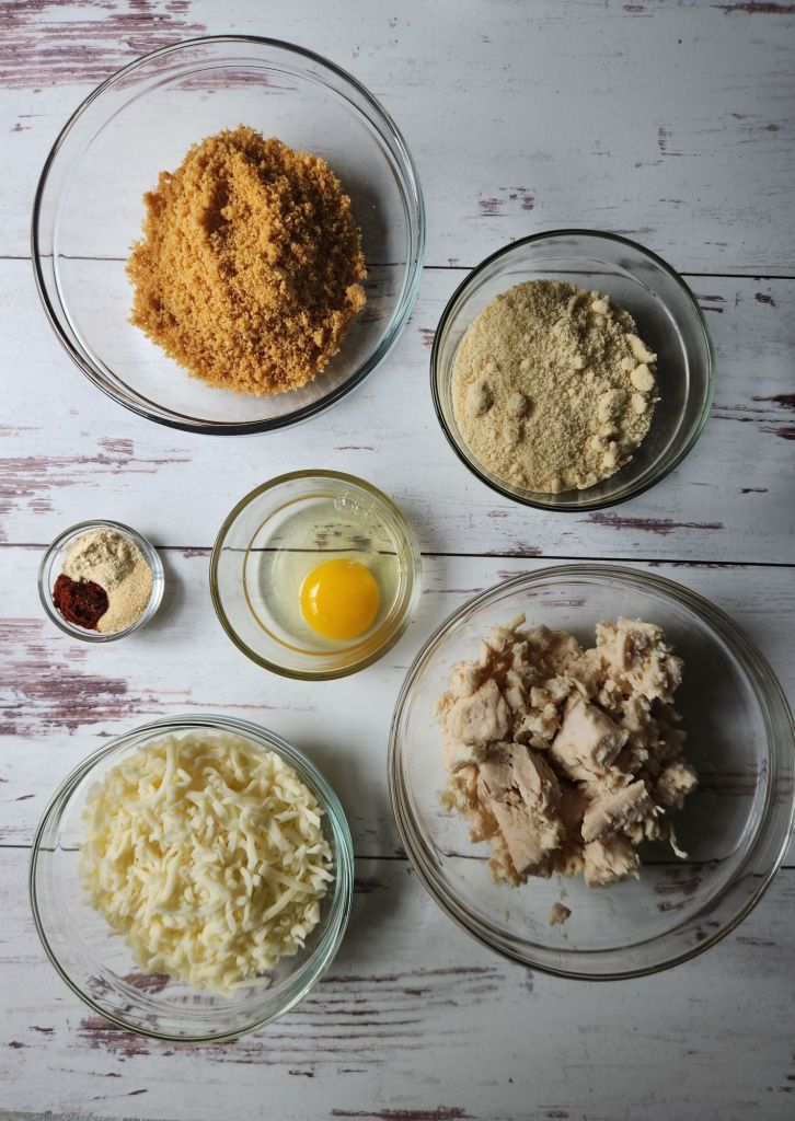 What you need to make easy air fryer keto gluten free chicken nuggets.