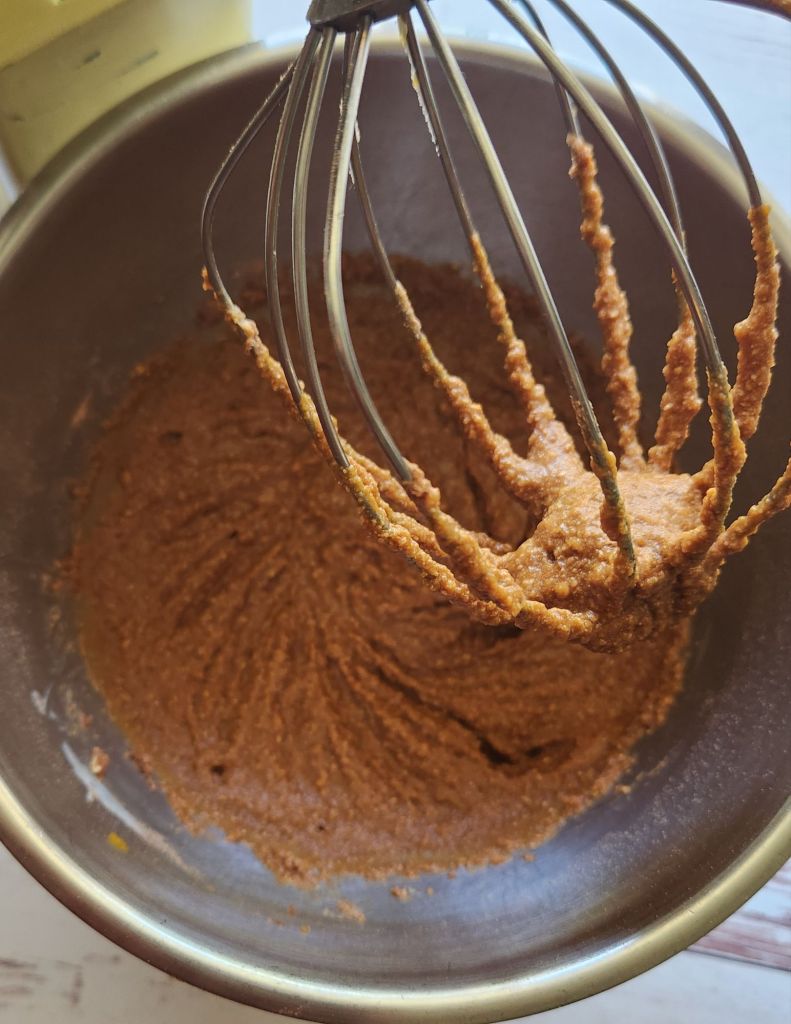 Batter for The best dairy free low carb chocolate cake recipe.