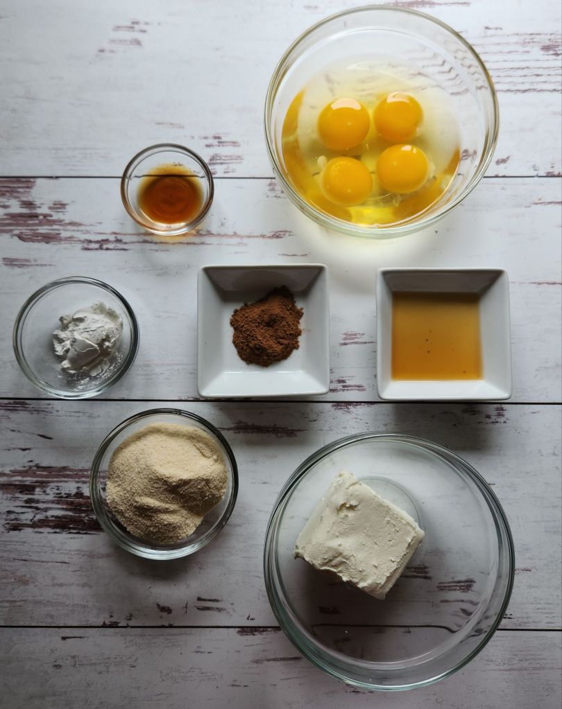Ingredients to make easy gluten free blunder pin cake recipe.