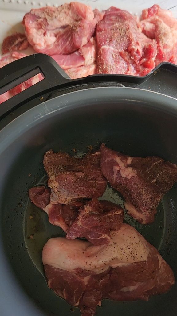 Easy instant pot carnitas from a pork shoulder roast.