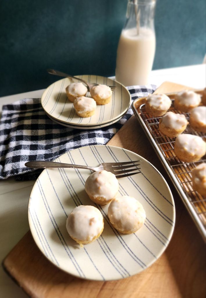 Gluten Free Keto Mini Glazed Donut Muffins served up.
