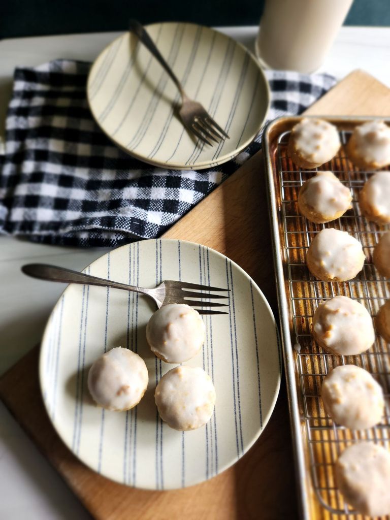 Gluten Free Keto Mini Glazed Donut Muffins served up.