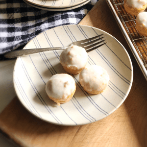 Gluten Free Keto Mini Glazed Donut Muffins served up.