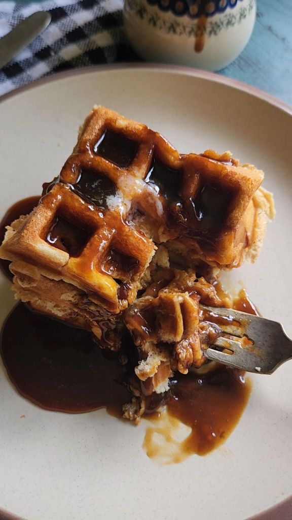 Easy gluten free low carb breakfast chaffle waffles.