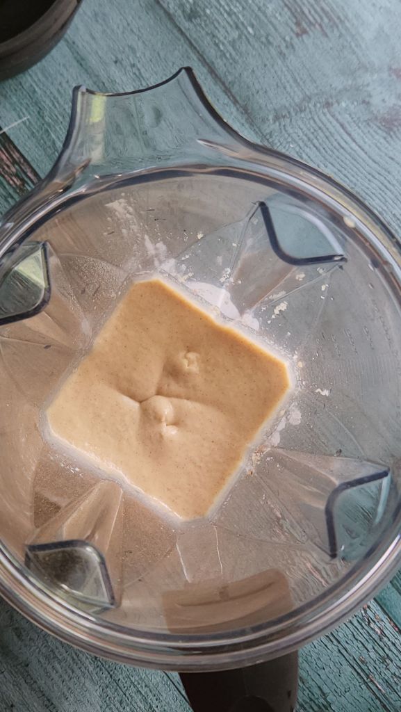 Batter in blender for Easy gluten free low carb breakfast chaffle waffles.
