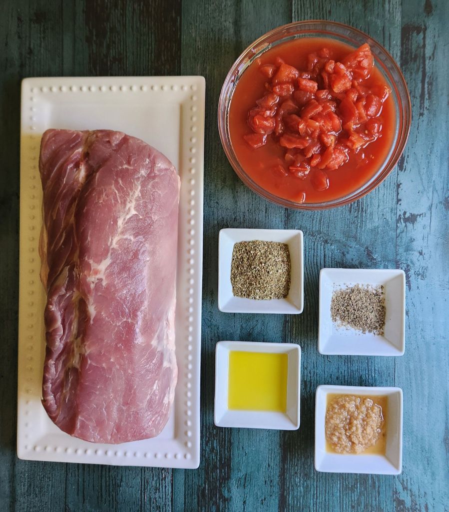 Ingredients needed to make The Best Slow Cooker Italian Pork Loin Roast Recipe.