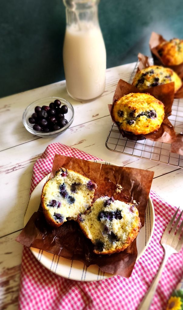 Quick Gluten Free Blueberry Muffins with a Cake Mix.