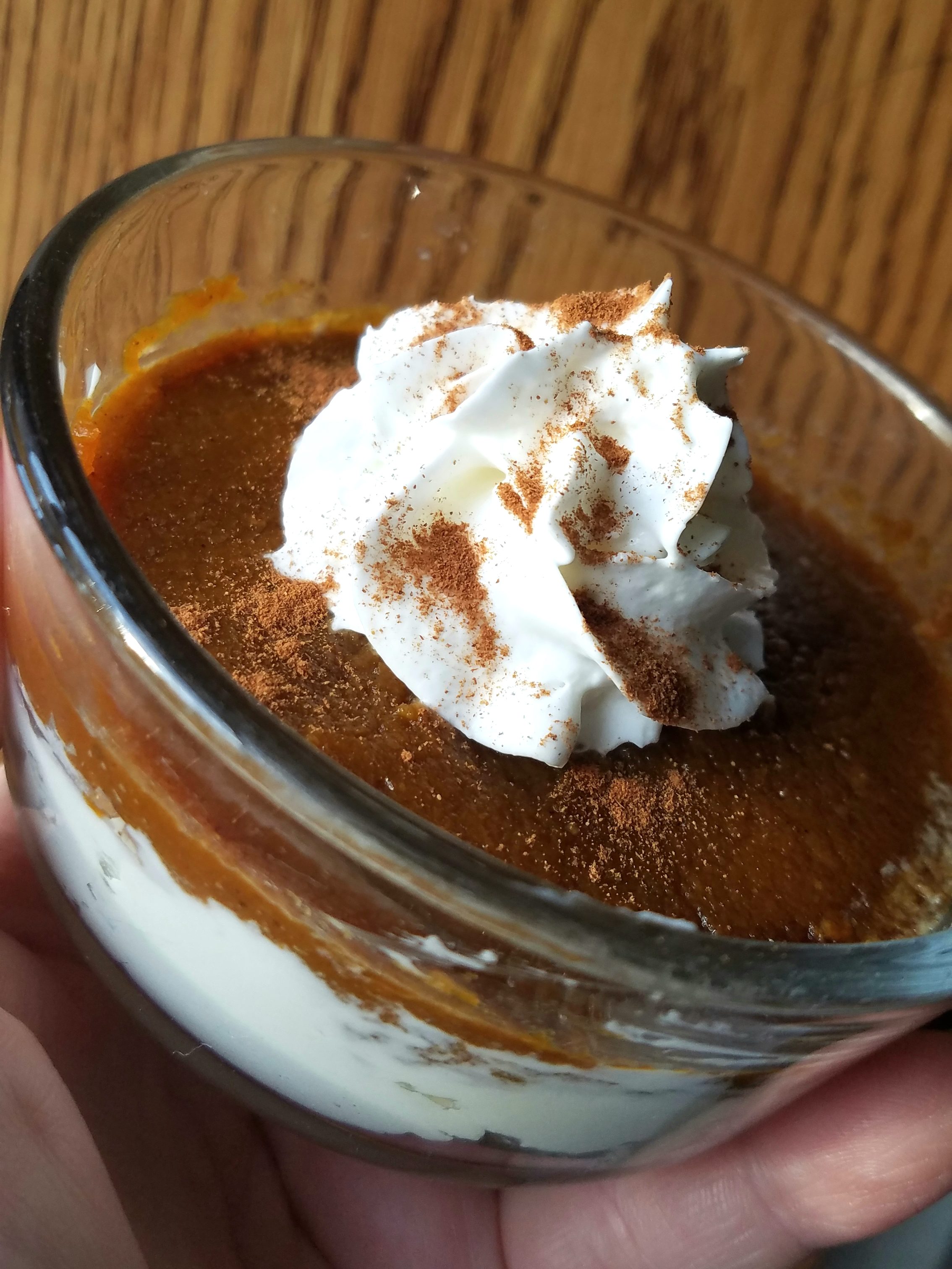 sugar free pumpkin butter made into a cheesecake parfait.