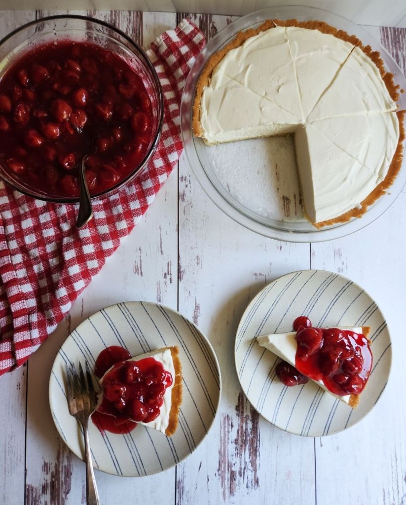 Sugar free cherry filling for 5 ingredient no bake gluten free cheesecake recipe.
