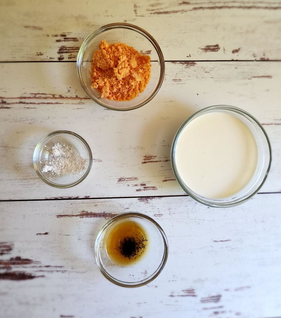 What you'll need to make easy keto jello creamsicle parfait dessert recipe.