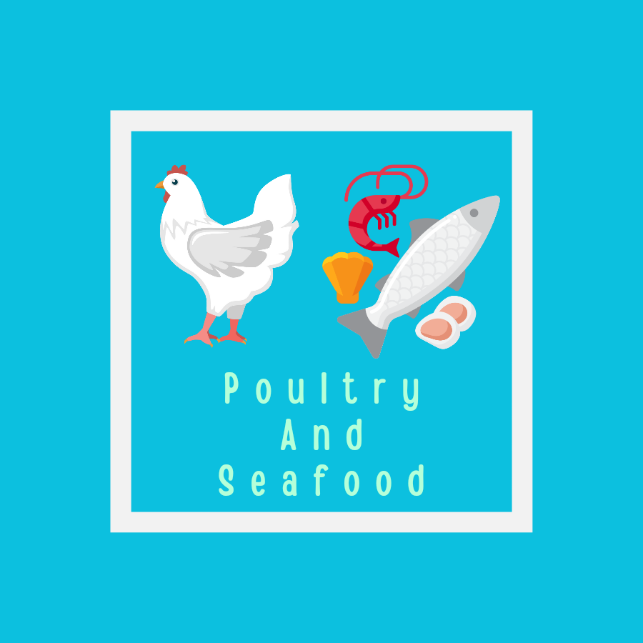 Main dish poultry and seafood.