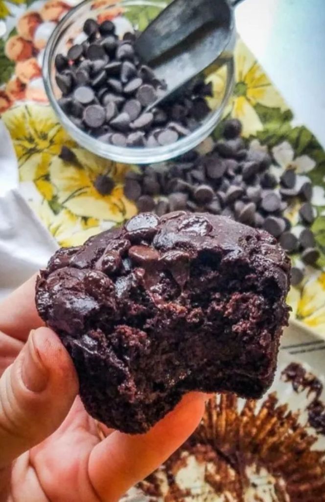 Keto double chocolate chip muffin.
