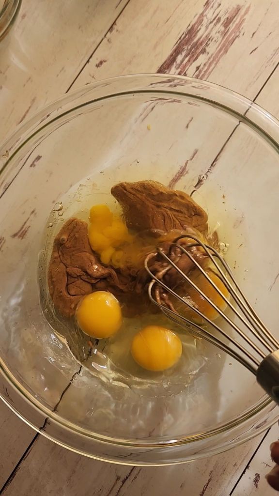 Wet ingredients for Easy gluten free zucchini bread with yellow squash recipe.