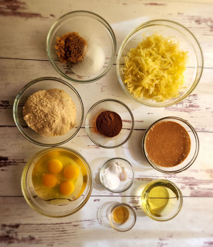 Ingredients needed to make Easy gluten free zucchini bread with yellow squash recipe.