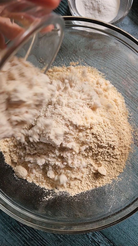 Mixing up The best gluten free low carb baking mix recipe.