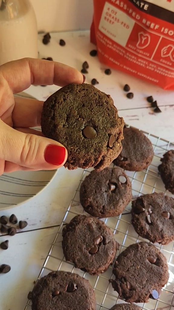 Baked Gluten free keto almond butter protein cookies.