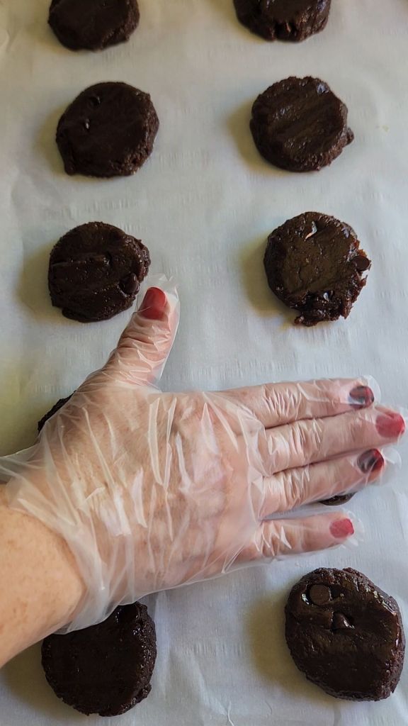 Pressing Dough for Gluten free keto almond butter protein cookies recipe.