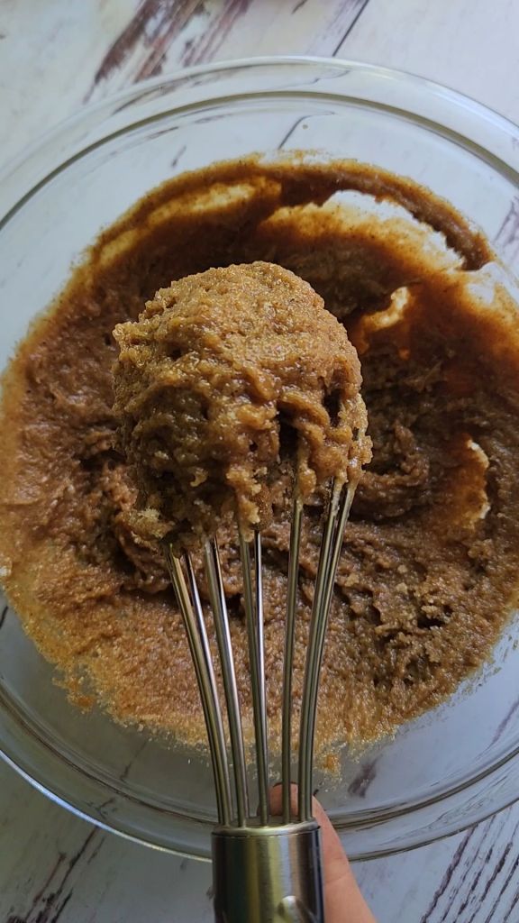 Gluten free keto almond butter protein cookies batter.