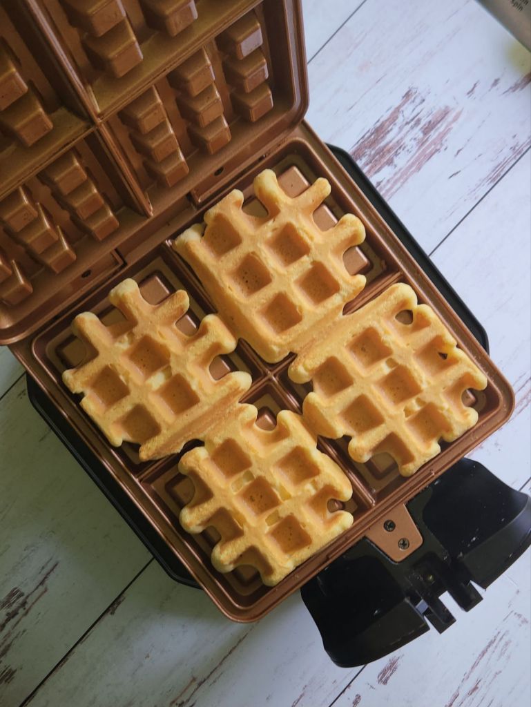 Easy gluten free protein waffles just made in wafflemaker.