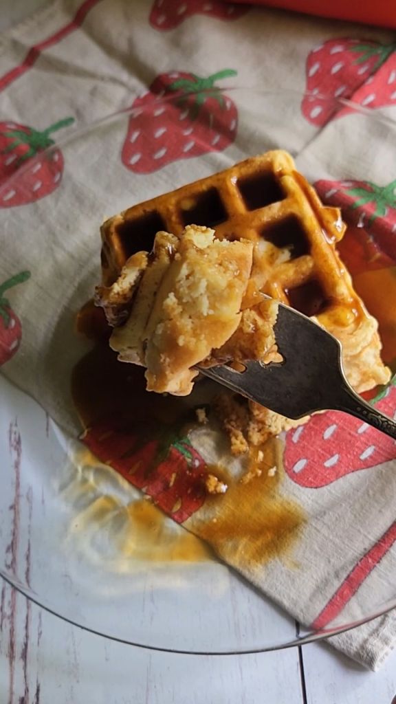 Easy gluten free protein waffles just made in wafflemaker.