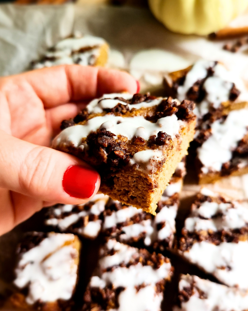 Gluten Free Low Carb Pumpkin Pecan Crunch Coffee Cake.