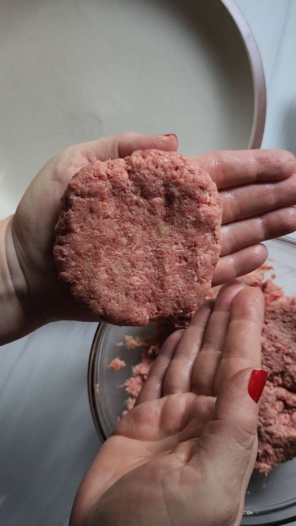 Forming beef patties for Easy Gluten Free BBQ Skillet Hamburger Steak Recipe.