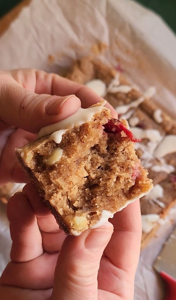 Bluetooth free white chocolate cranberry blondies.