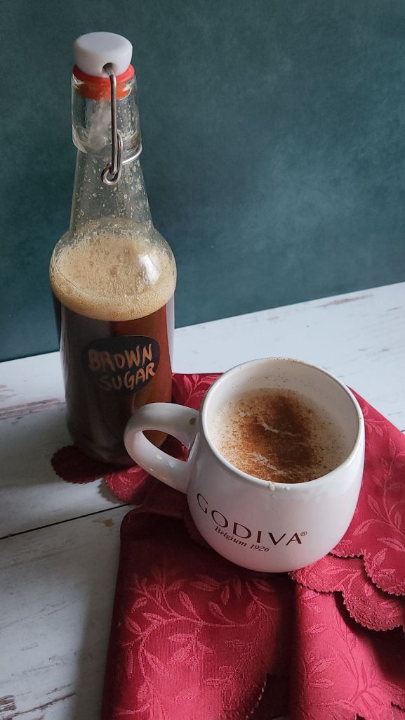 Low carb copycat starbucks brown sugar syrup latte.