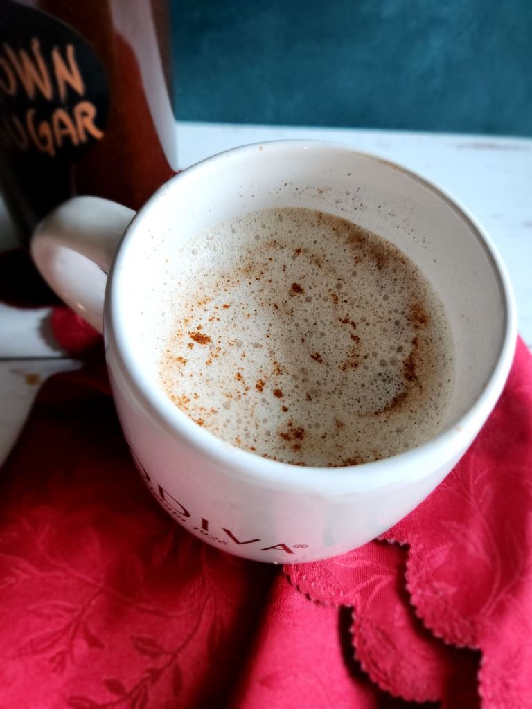 Low carb copycat starbucks brown sugar syrup latte.