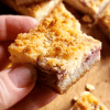 Gluten free low carb strawberry lemon cheesecake bars.