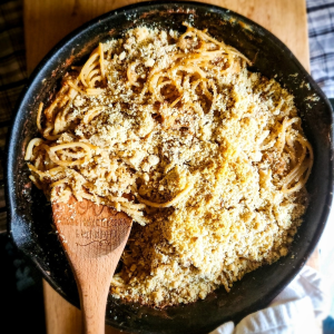 Finished gluten free baked skillet casserole.