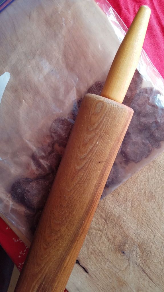 Crushing chocolate cookies in zip bag