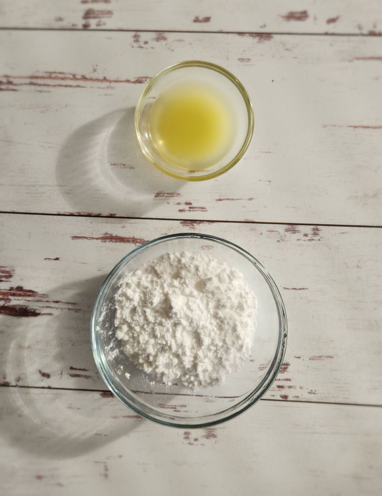 Ingredients needed for making a lemon glaze