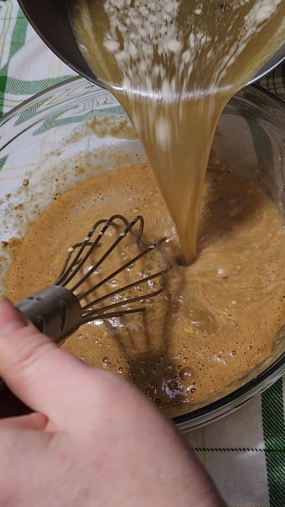 Making batter for easy gluten , free irish spice cake