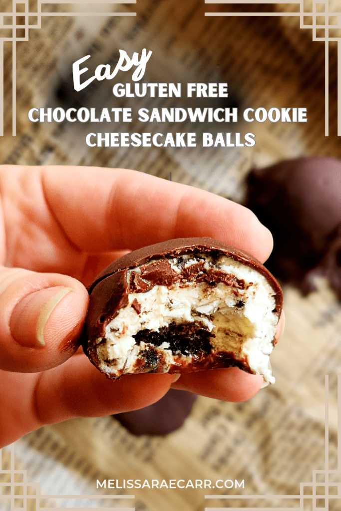 no bake gluten free chocolate sandwich cookie cheesecake balls