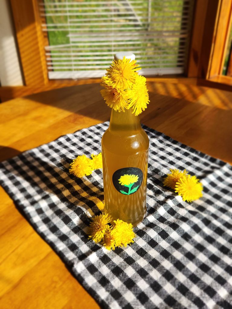 bottled dandelion syrup